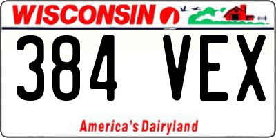 WI license plate 384VEX