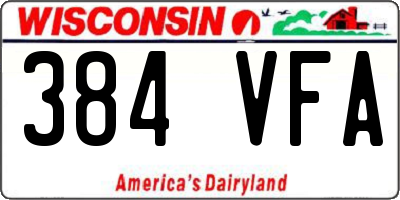 WI license plate 384VFA