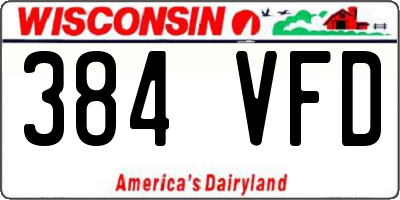 WI license plate 384VFD