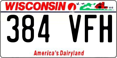 WI license plate 384VFH