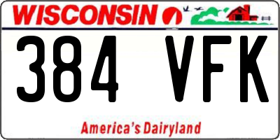 WI license plate 384VFK