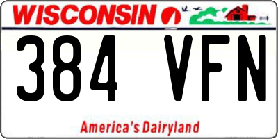 WI license plate 384VFN
