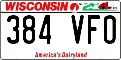 WI license plate 384VFO