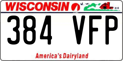 WI license plate 384VFP