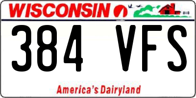 WI license plate 384VFS
