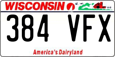 WI license plate 384VFX
