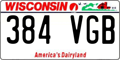 WI license plate 384VGB