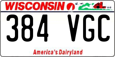 WI license plate 384VGC