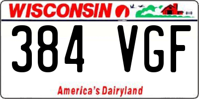 WI license plate 384VGF