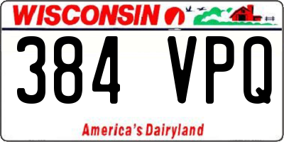 WI license plate 384VPQ
