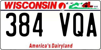 WI license plate 384VQA