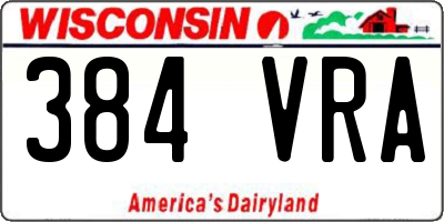 WI license plate 384VRA