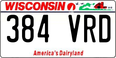WI license plate 384VRD