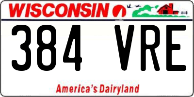 WI license plate 384VRE