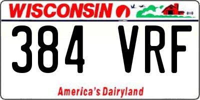 WI license plate 384VRF