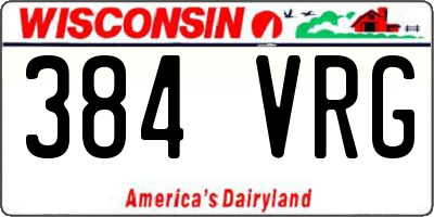 WI license plate 384VRG