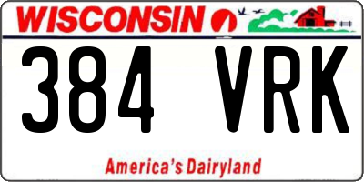 WI license plate 384VRK