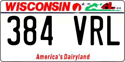 WI license plate 384VRL