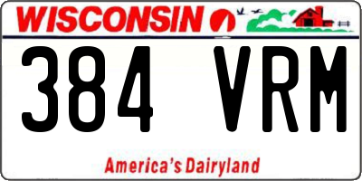 WI license plate 384VRM
