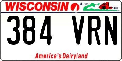 WI license plate 384VRN