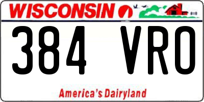 WI license plate 384VRO