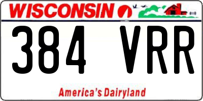WI license plate 384VRR