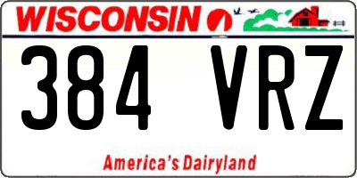 WI license plate 384VRZ
