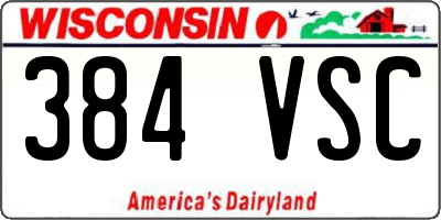 WI license plate 384VSC