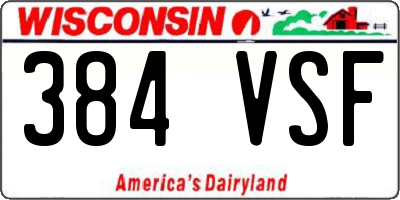 WI license plate 384VSF