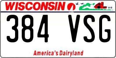WI license plate 384VSG