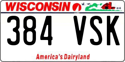 WI license plate 384VSK