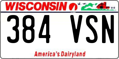 WI license plate 384VSN
