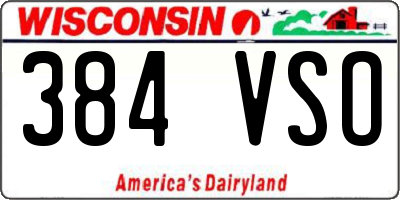 WI license plate 384VSO