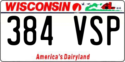 WI license plate 384VSP