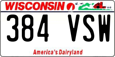 WI license plate 384VSW