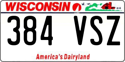 WI license plate 384VSZ