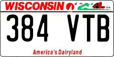 WI license plate 384VTB
