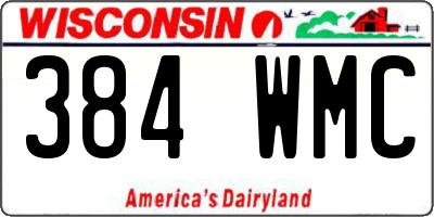 WI license plate 384WMC