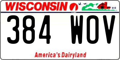 WI license plate 384WOV
