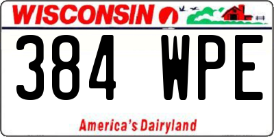 WI license plate 384WPE