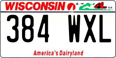 WI license plate 384WXL