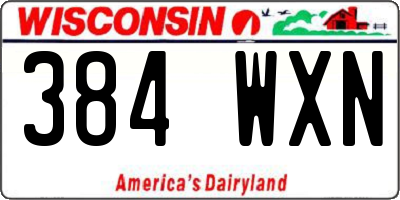 WI license plate 384WXN