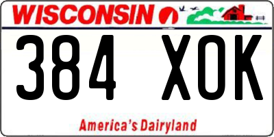 WI license plate 384XOK