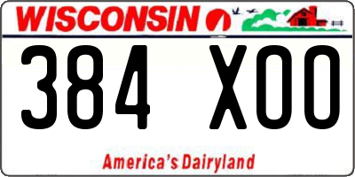 WI license plate 384XOO