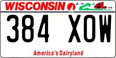 WI license plate 384XOW