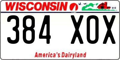 WI license plate 384XOX