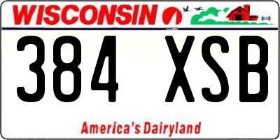 WI license plate 384XSB