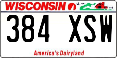WI license plate 384XSW