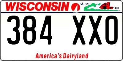 WI license plate 384XXO