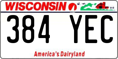 WI license plate 384YEC